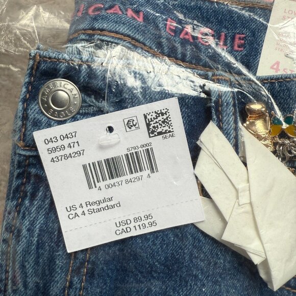 SYDNEY SWEENEY x AMERICA EAGLE BUTTERFLY Jeans NWT size 4 - Picture 3 of 4